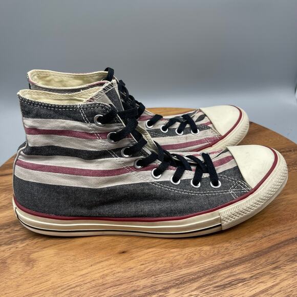 Converse Chuck Taylor All Star Shoes Mens 10 Hi Tops Striped Black/Gooseberry - Picture 1 of 8
